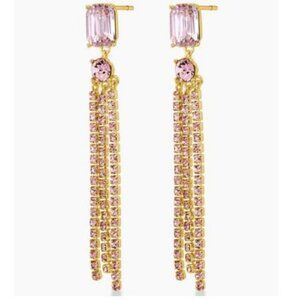 Gorjana Gold & Blush Kingston Tiered Crystal Earrings